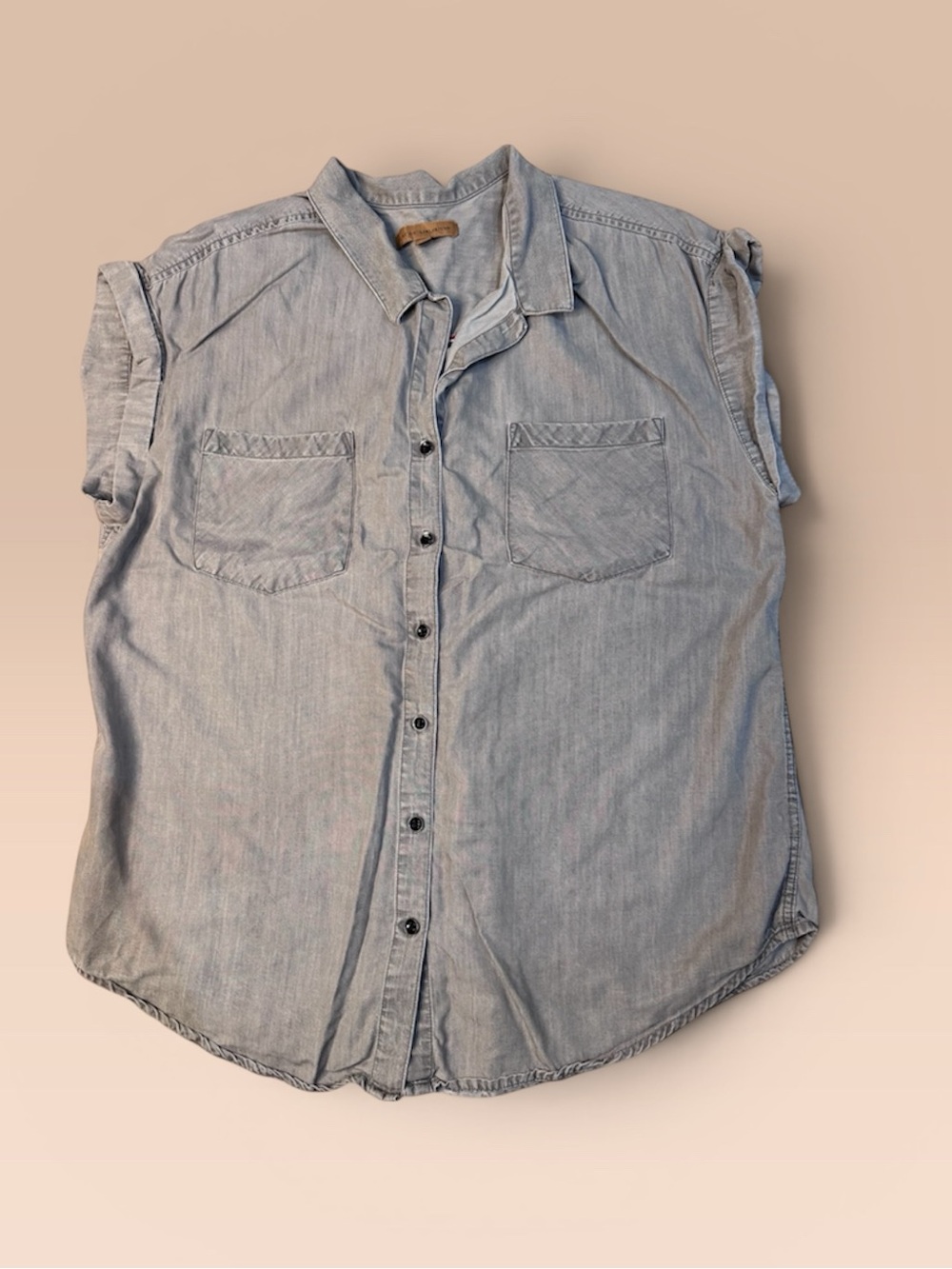 JACHS Girlfriend Light Gray Denim Button-Down Shirt